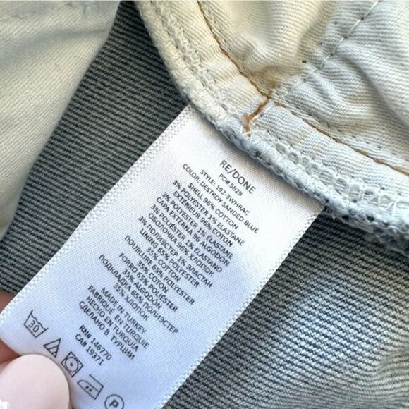 NWT RE/DONE 90s High Rise Ankle Crop Destroy Sanded Blue Size 28 - Picture 11 of 14